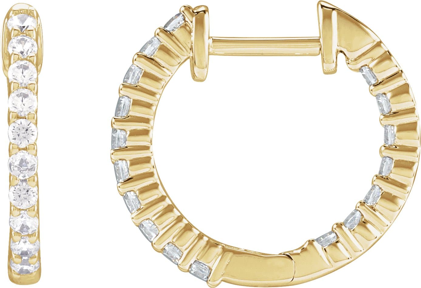 14K Rose 1 CTW Lab-Grown Diamond Inside-Outside Hinged 19.3 mm Hoop Earrings