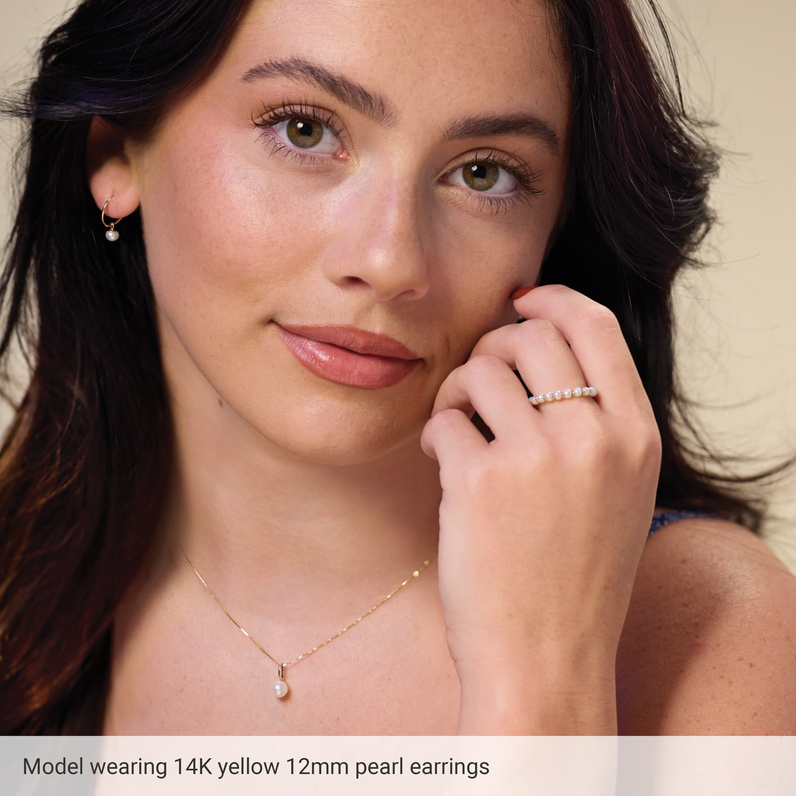 Pearl Endless Hoop Earrings view 3