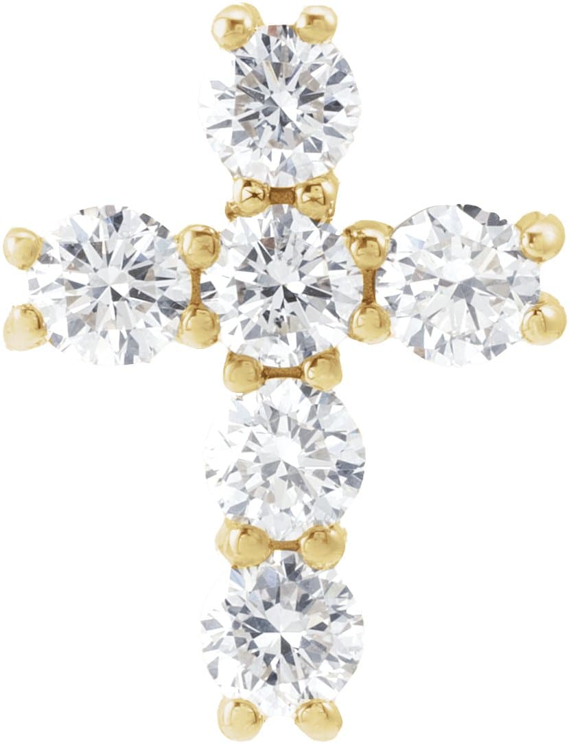 14K White Gold 1/2 CTW Natural Diamond Cross Pendant