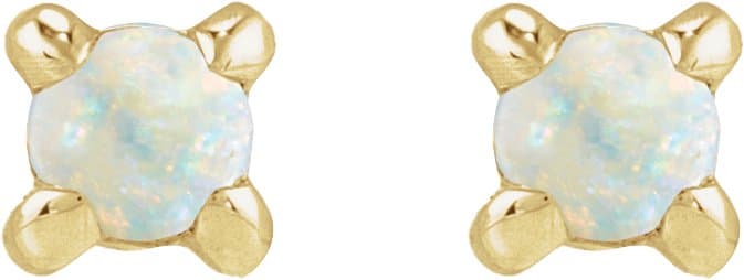 Round Rose-Cut 4-Prong Claw Stud Earrings view 2