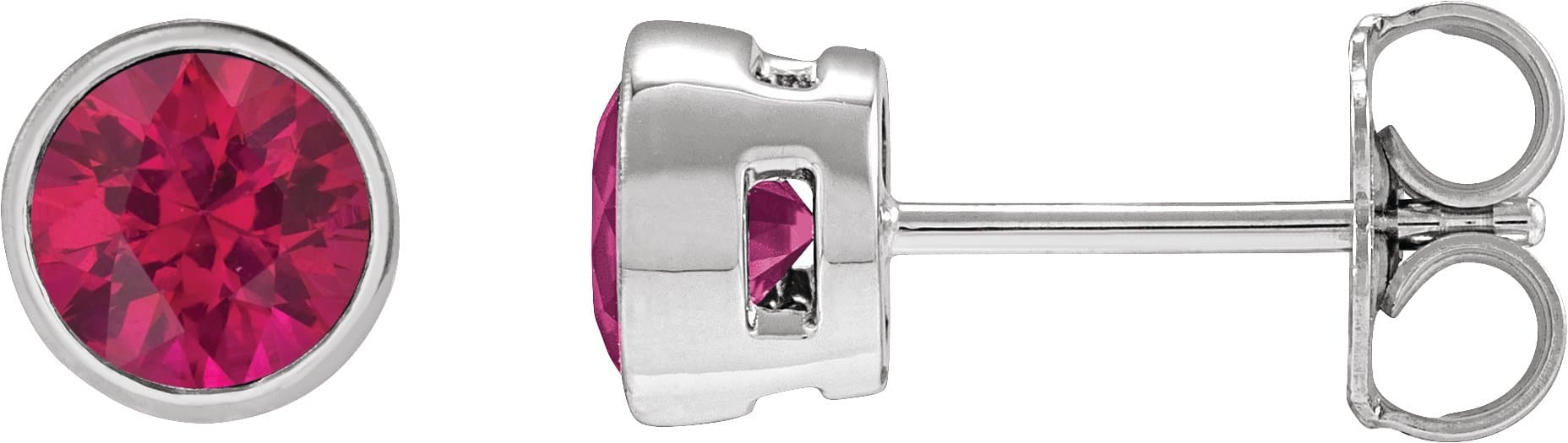 Sterling Silver 4 mm Lab-Grown Ruby Stud Earrings