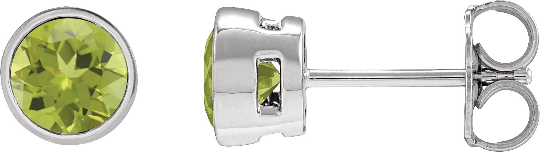 14K White Gold 4 mm Natural Peridot Stud Earrings
