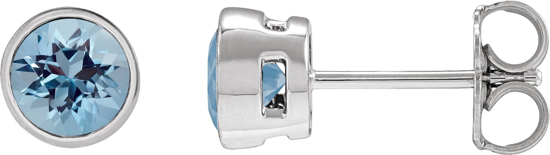 Sterling Silver 4 mm Natural Aquamarine Stud Earrings