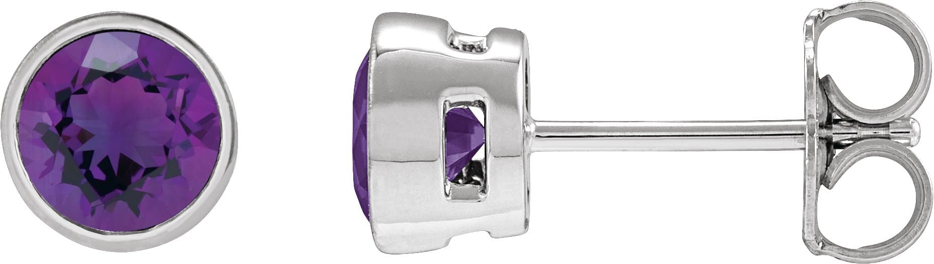 Sterling Silver 4 mm Natural Amethyst Stud Earrings