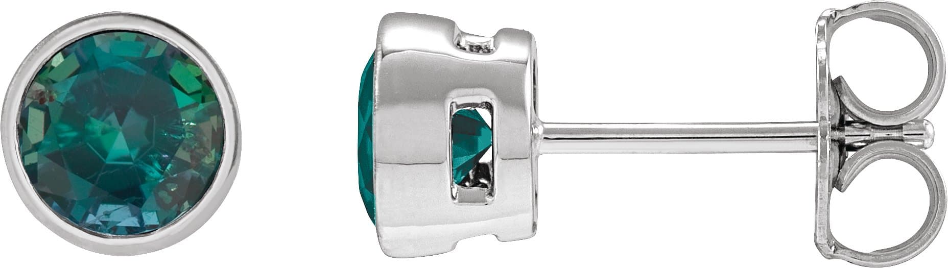 Sterling Silver 4 mm Lab-Grown Alexandrite Stud Earrings