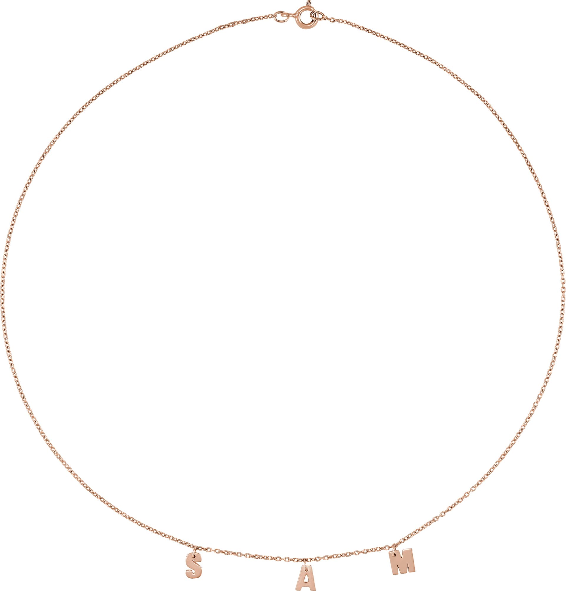10K Rose Gold 1-3 Letters Personalized 16" Initial Necklace