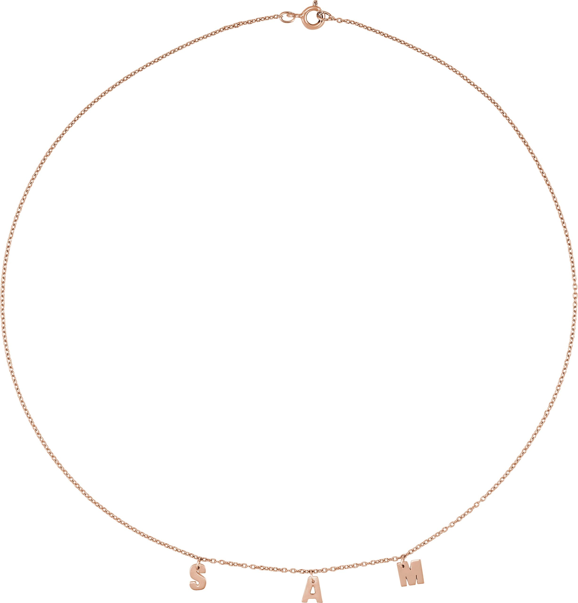 10K Rose Gold 1-3 Letters Personalized 16" Initial Necklace