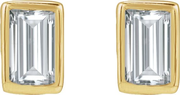 Straight Baguette Bezel-Set Stud Earrings view 2