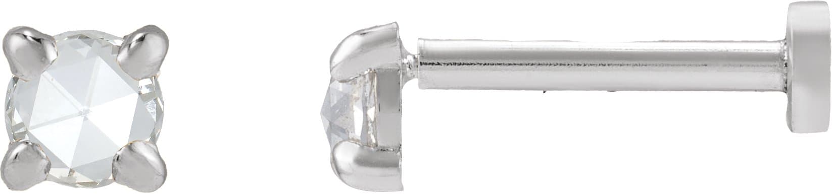 14K White Gold .06 CT Rose-Cut Natural Diamond Stud Earring