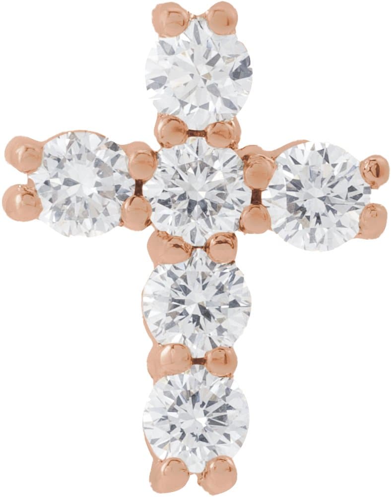 14K Rose 1 1/6 CTW Natural Diamond Cross Pendant