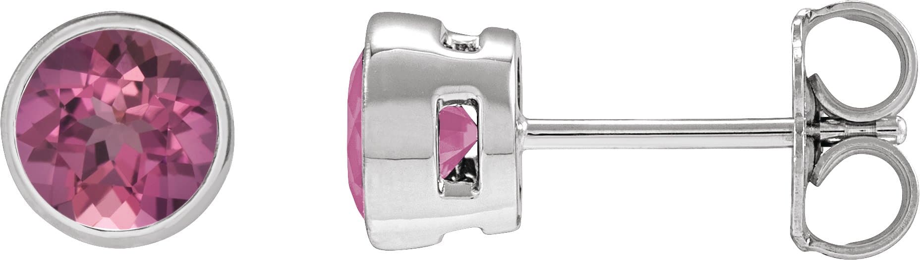 Sterling Silver 4 mm Natural Pink Tourmaline Stud Earrings