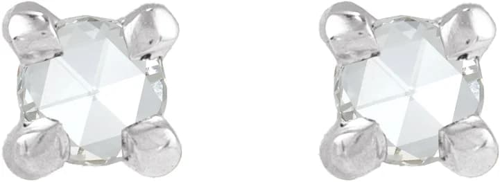 Round Rose-Cut 4-Prong Claw Stud Earrings, view 3