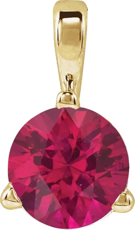 14K Yellow Gold Lab-Grown Ruby Pendant