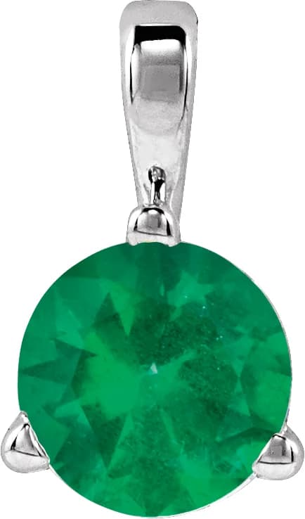 14K White Gold Lab-Grown Emerald Pendant
