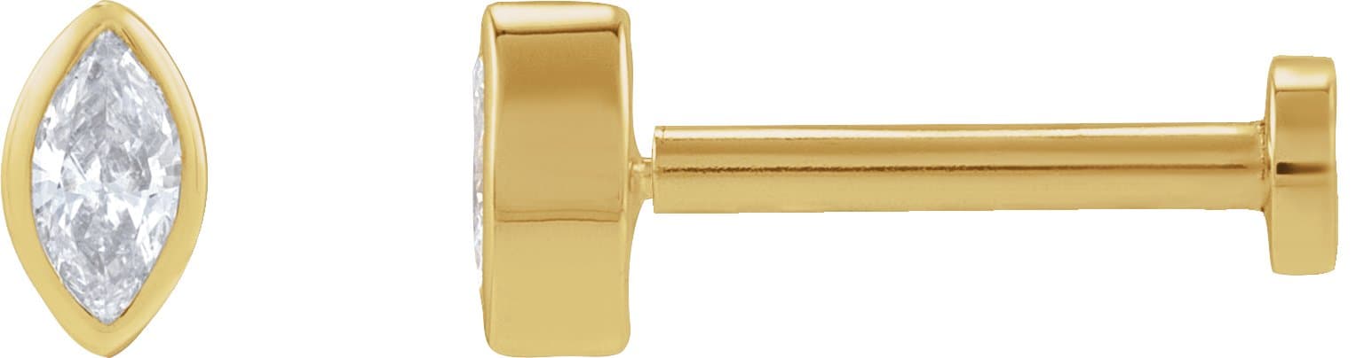 14K Yellow Gold .05 CT Natural Diamond Press Fit Back Stud Earring