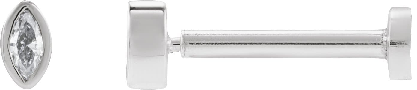 14K Rose .02 CT Natural Diamond Press Fit Back Stud Earring