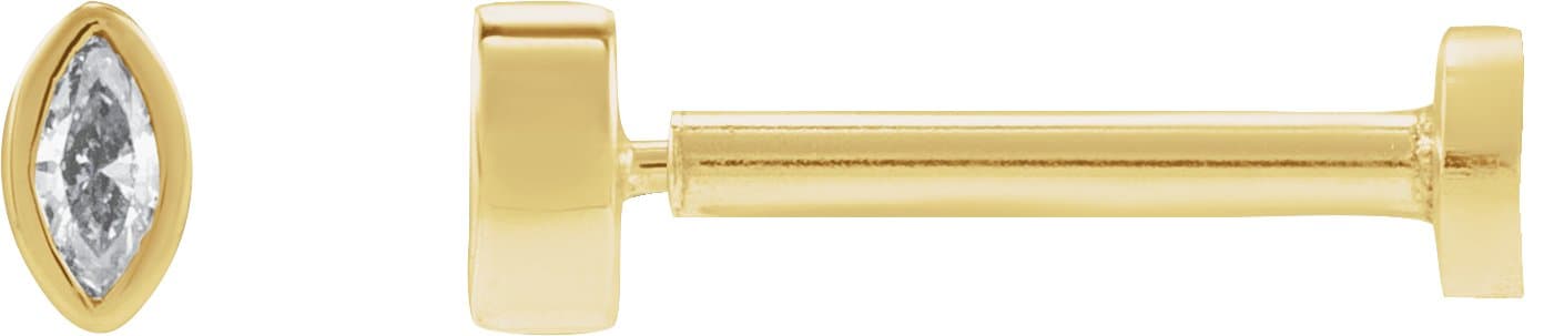 14K Rose .02 CT Natural Diamond Press Fit Back Stud Earring