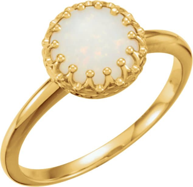 14K Rose 12 mm Natural Amethyst Crown Cabochon Ring