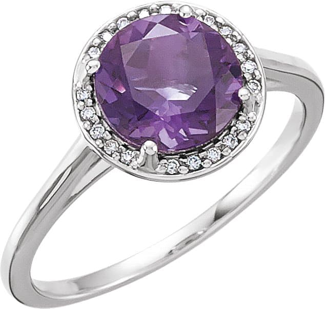 14K Rose Lab-Grown Blue Sapphire & .05 CTW Natural Diamond Ring