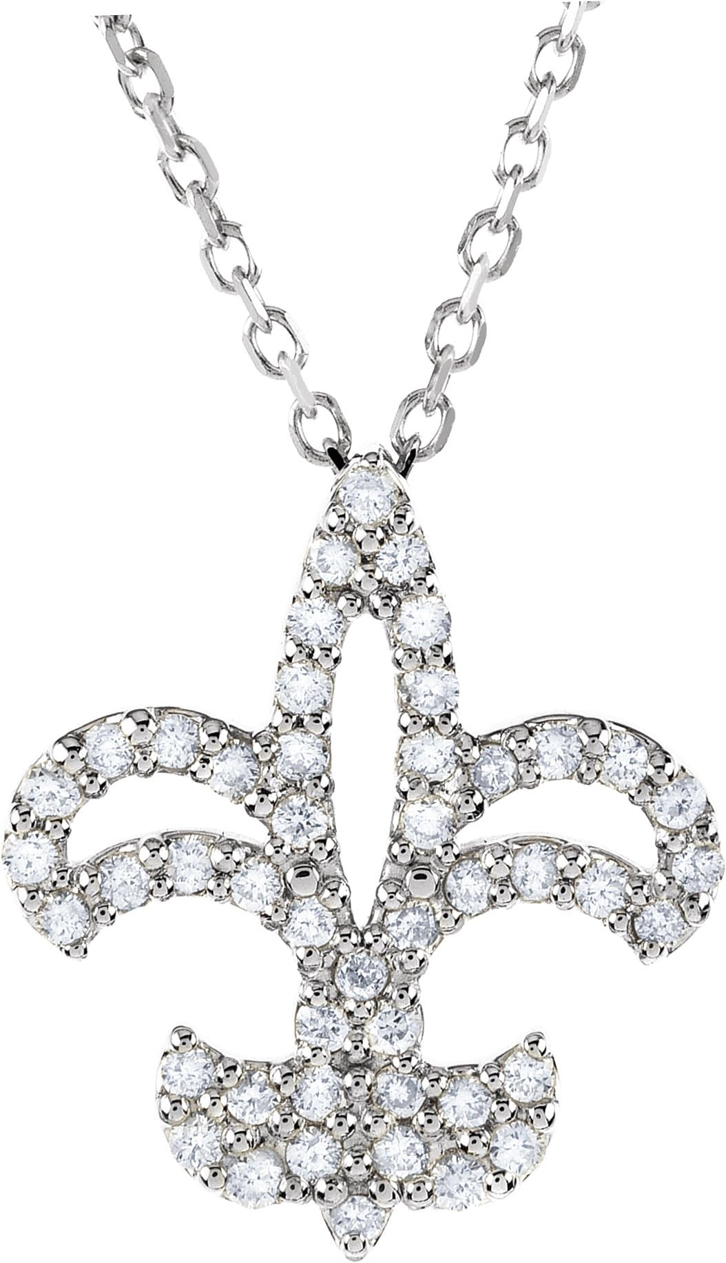 14K White 1/6 CTW Natural Diamond Fleur De Lis 16 Necklace