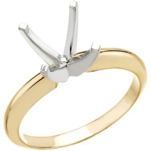 14K White Gold 3.5 mm Square Solitaire Ring Mounting