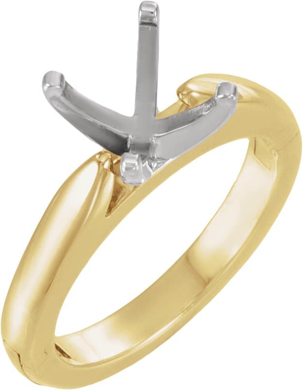 14K White Gold 6.5 mm Round CLIQ® Hinged Adjustable Solitaire Engagement Ring Mounting