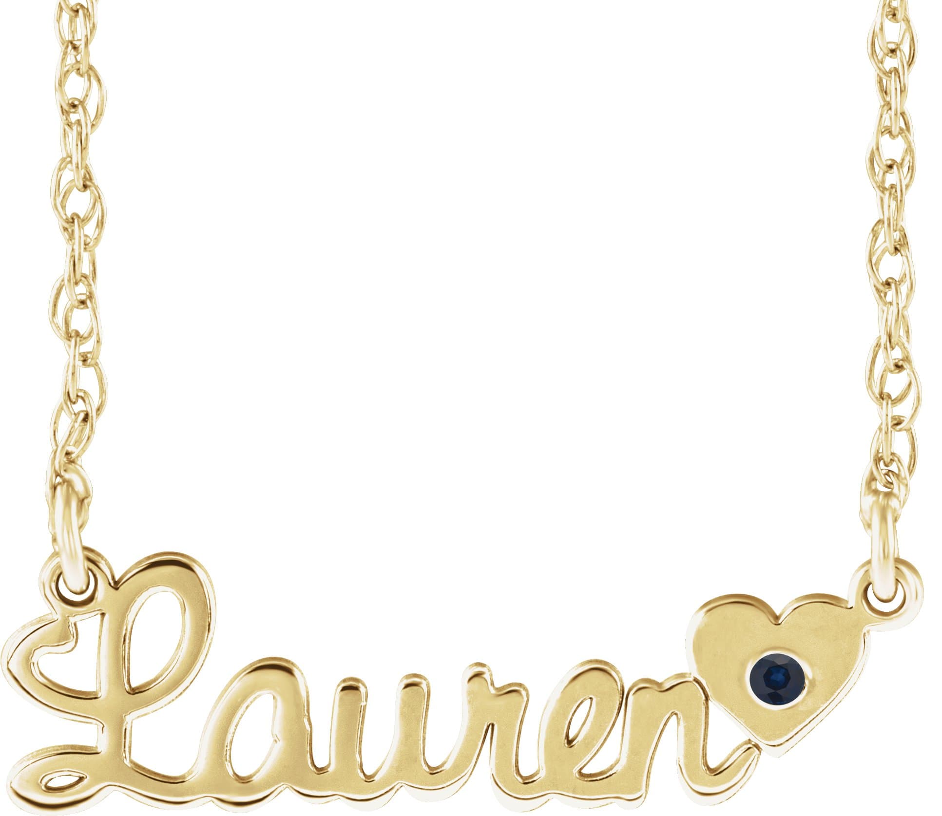 10K White Gold Imitation Alexandrite Script Single Name 18" Necklace