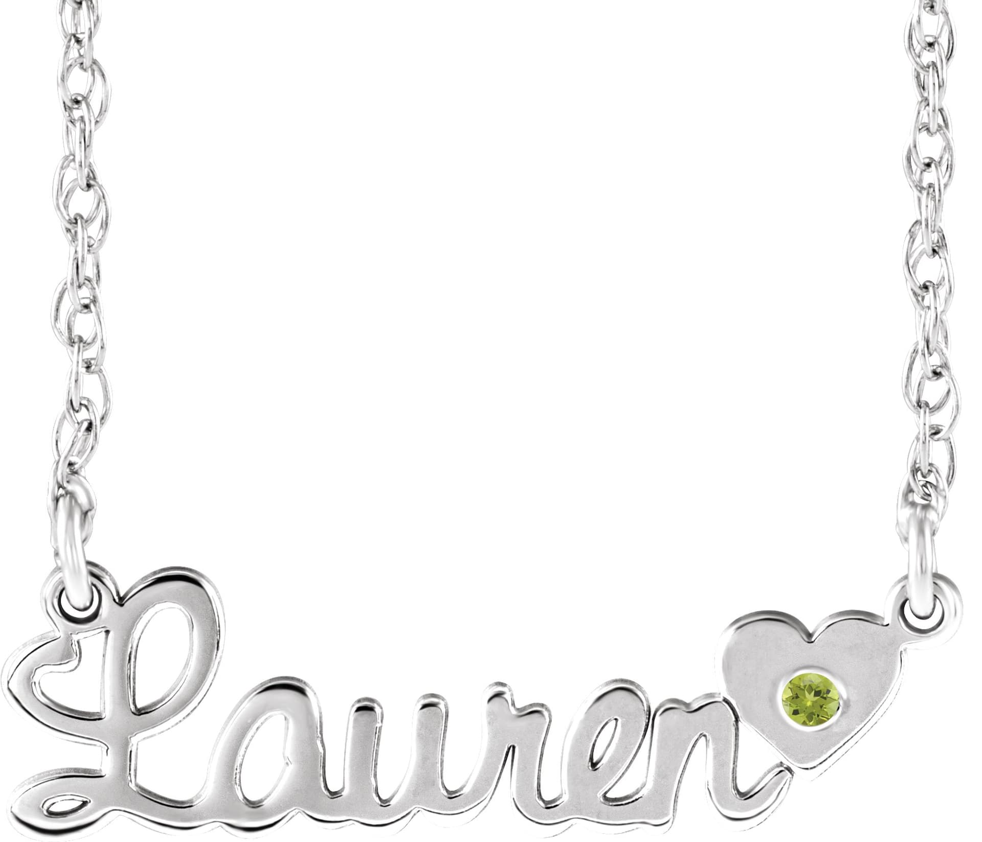 10K White Gold Imitation Alexandrite Script Single Name 18" Necklace