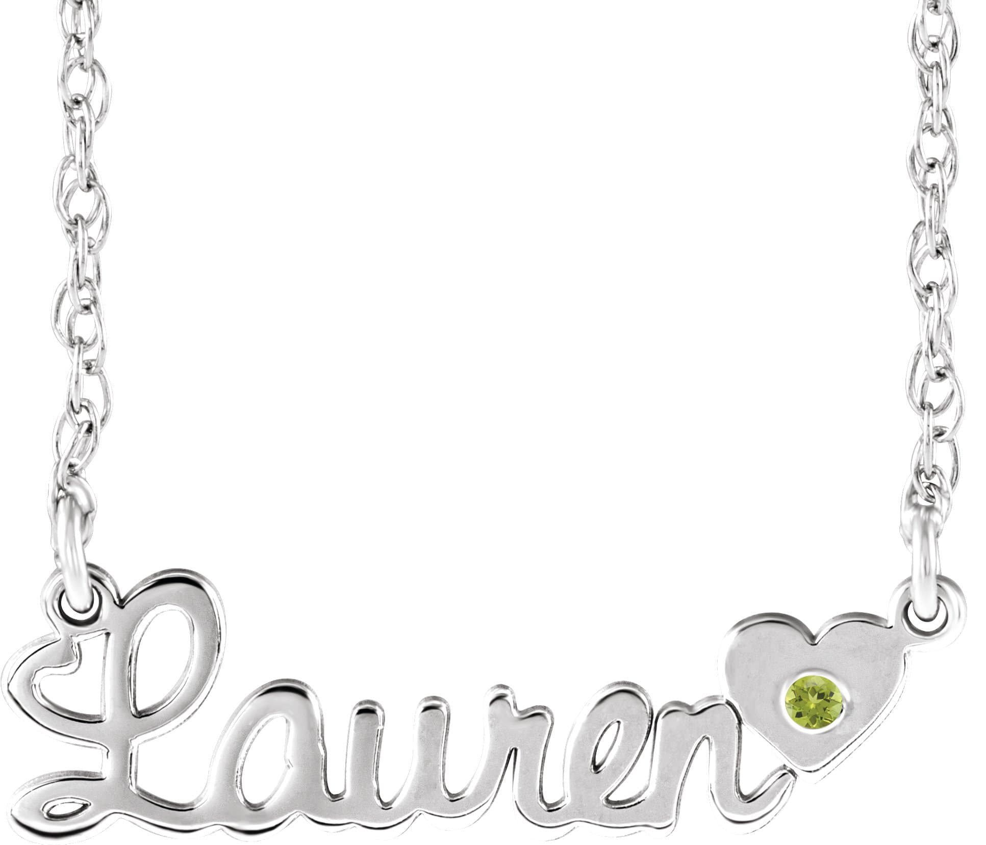 10K White Gold Imitation Alexandrite Script Single Name 18" Necklace
