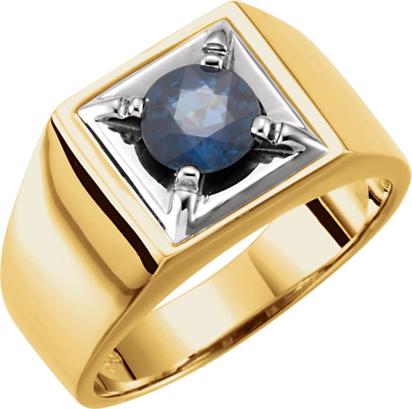 14K White Natural Blue Sapphire Illusion Ring