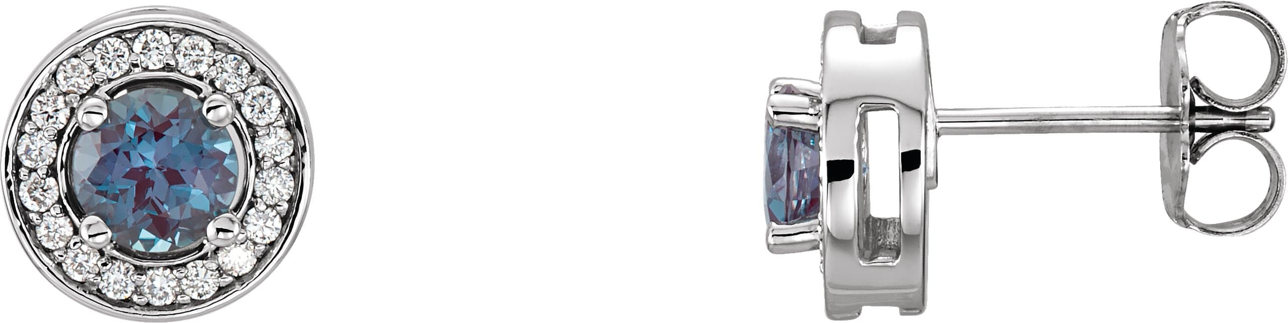 14K White Lab-Grown Alexandrite & 1/5 CTW Natural Diamond Earrings