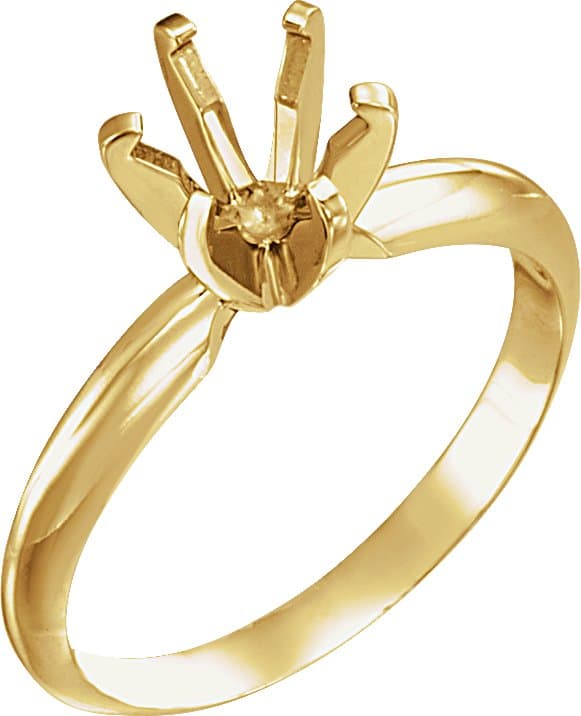 10K White Gold 6.0-6.6 mm Round Pre-Notched Lightweight 6-Prong Solitaire Engagement Ring Mounting