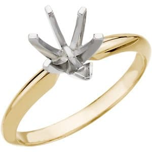 14K White Gold 10x6 mm Pear Lightweight 6-Prong V-End Solitaire Engagement Ring Mounting