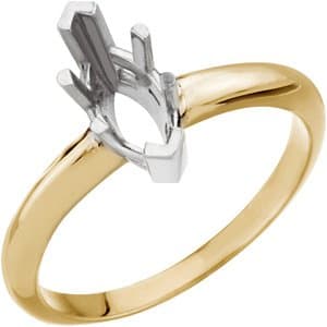 10K White Gold 10x4.75 mm Marquise 6-Prong Solitaire Engagement Ring Mounting  