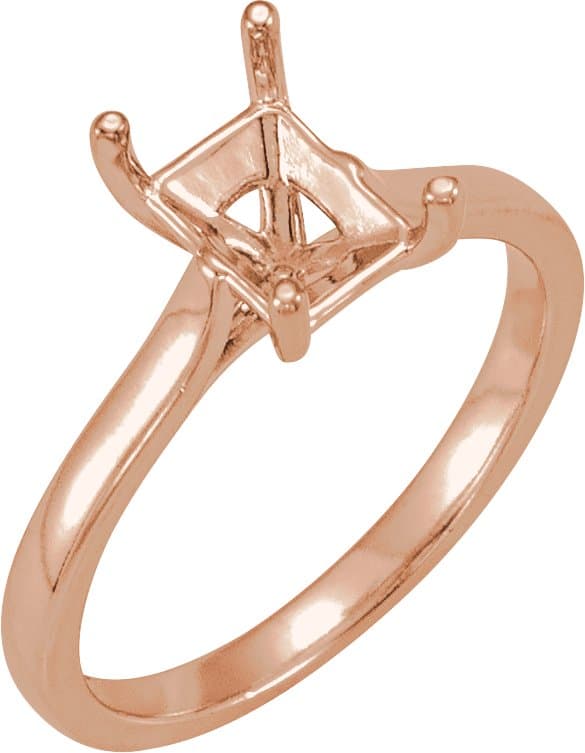10K Rose Gold 7x5 mm Emerald Solitaire Engagement Ring Mounting
