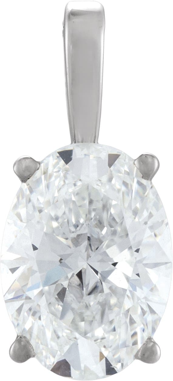 14K White Gold 1 CT Natural Diamond Pendant
