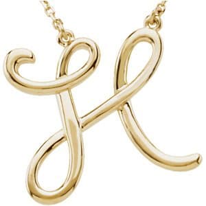 14K Rose Script Initial B 16 Necklace