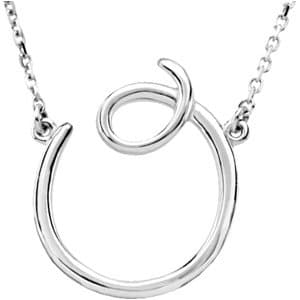 14K Rose Script Initial B 16 Necklace