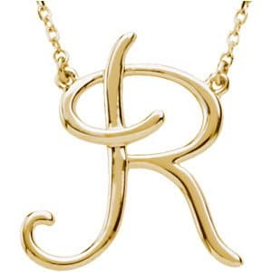 14K Rose Script Initial B 16 Necklace