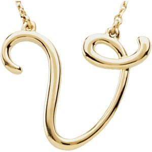 14K Rose Script Initial B 16 Necklace