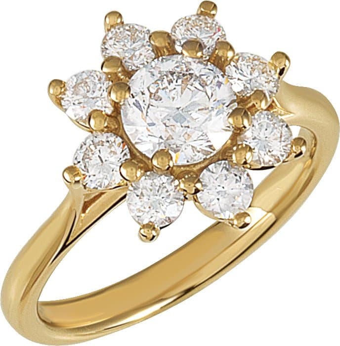 14K White 1 3/4 CTW Natural Diamond Cluster Ring