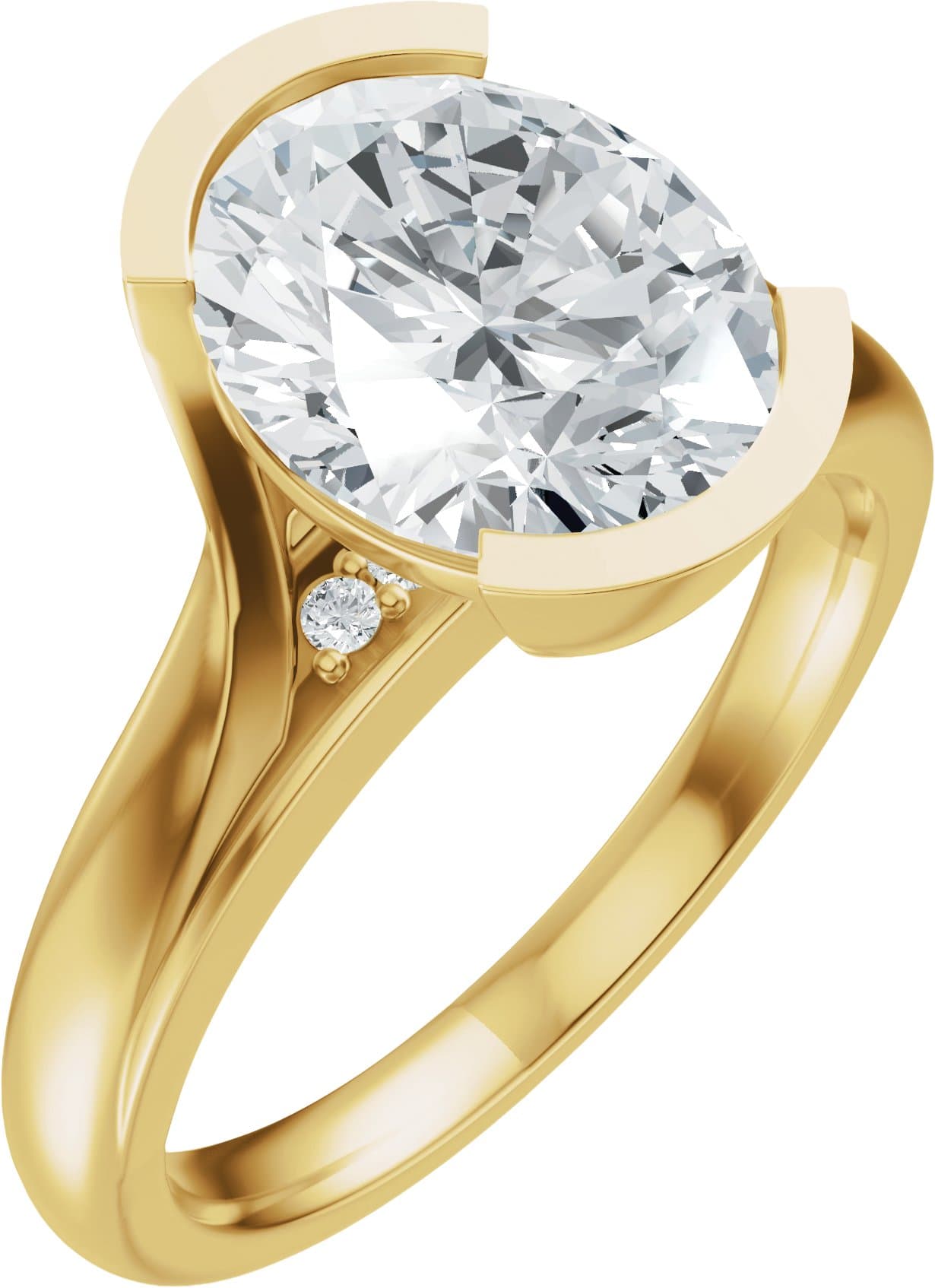 14K Rose Gold 10x8 mm Oval .07 CTW Lab-Grown Diamond Semi-Set Engagement Ring