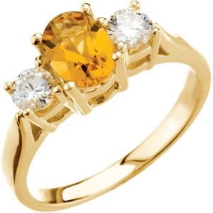 14K Yellow Natural Citrine & 3/8 CTW Natural Diamond Ring
