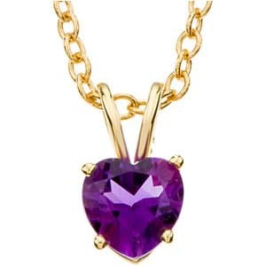 14K Yellow 6 mm Natural Amethyst Heart 18 Necklace