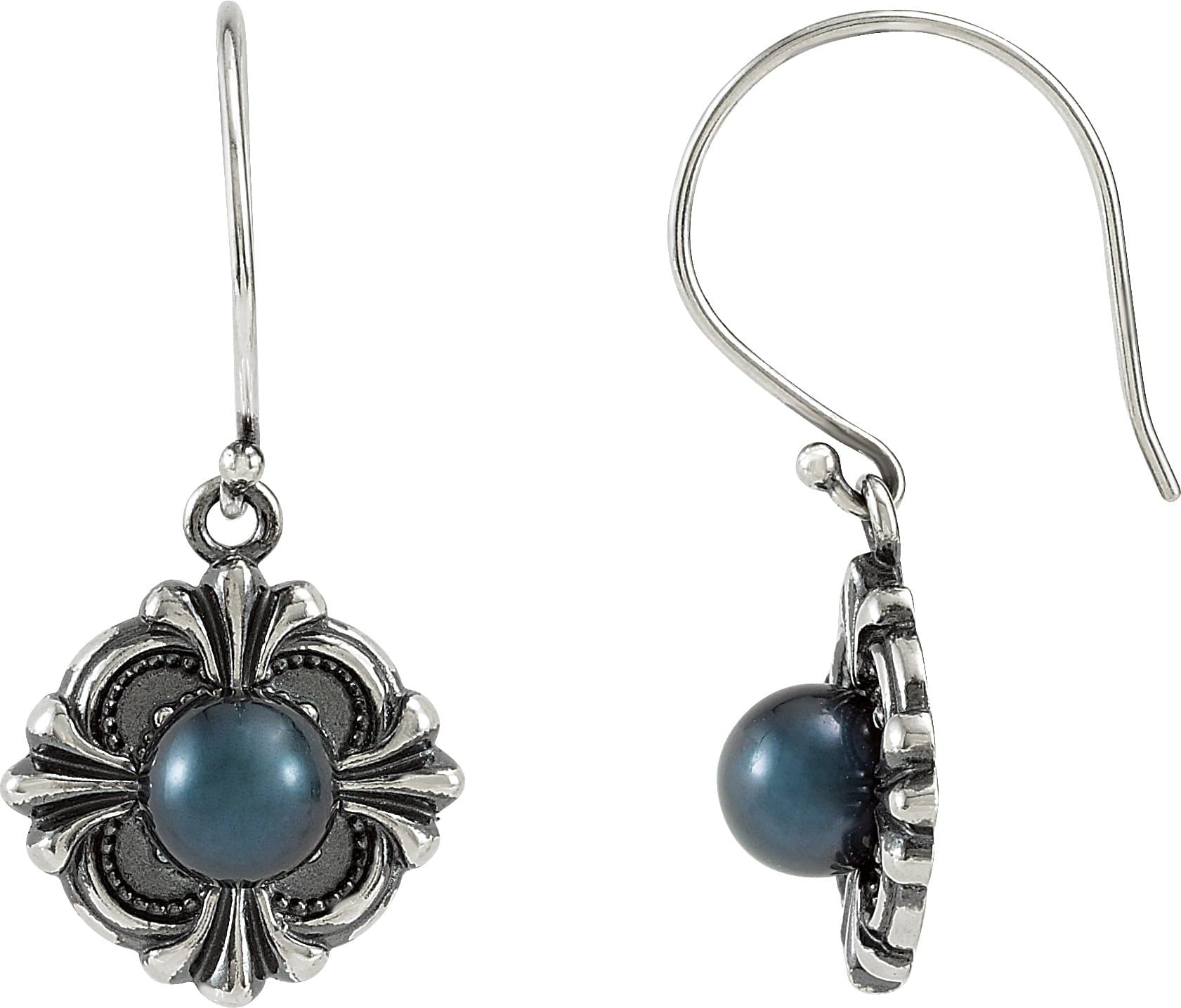 Sterling Silver Cultured White Akoya Pearl Earrings