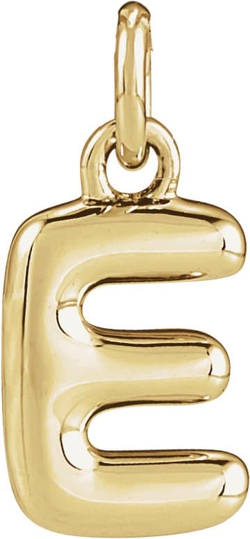 14K Rose Bubble Initial E Pendant