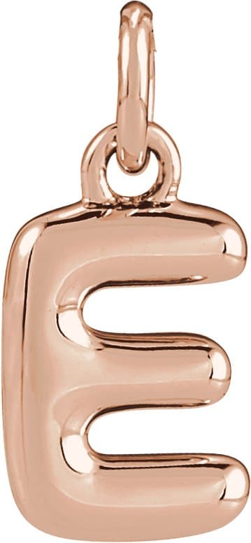14K Rose Bubble Initial E Pendant