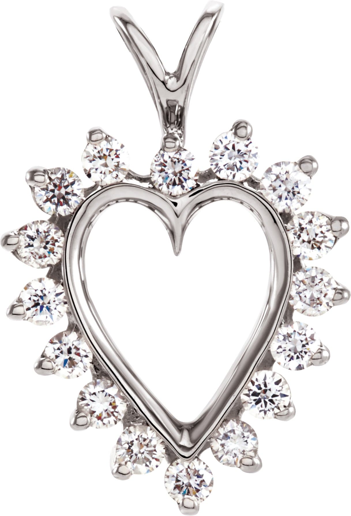 14K White 1/2 CTW Natural Diamond Heart Pendant
