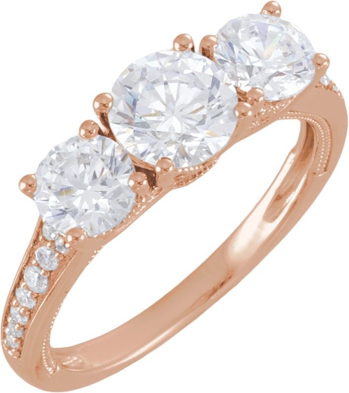 14K Rose Gold 6.5 mm Round 1/8 CTW Lab-Grown Diamond Semi-Set Engagement Ring