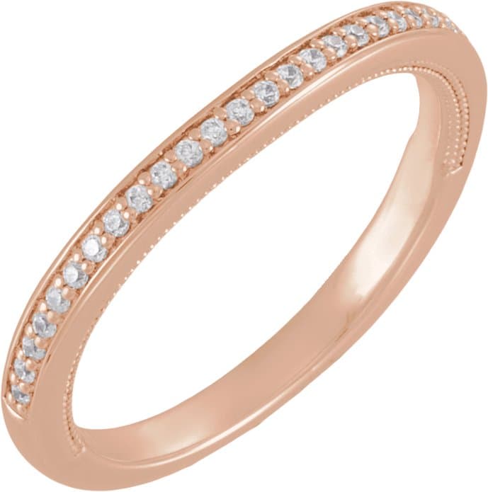 14K Rose Gold 1/6 CTW Lab-Grown Diamond Matching Band
